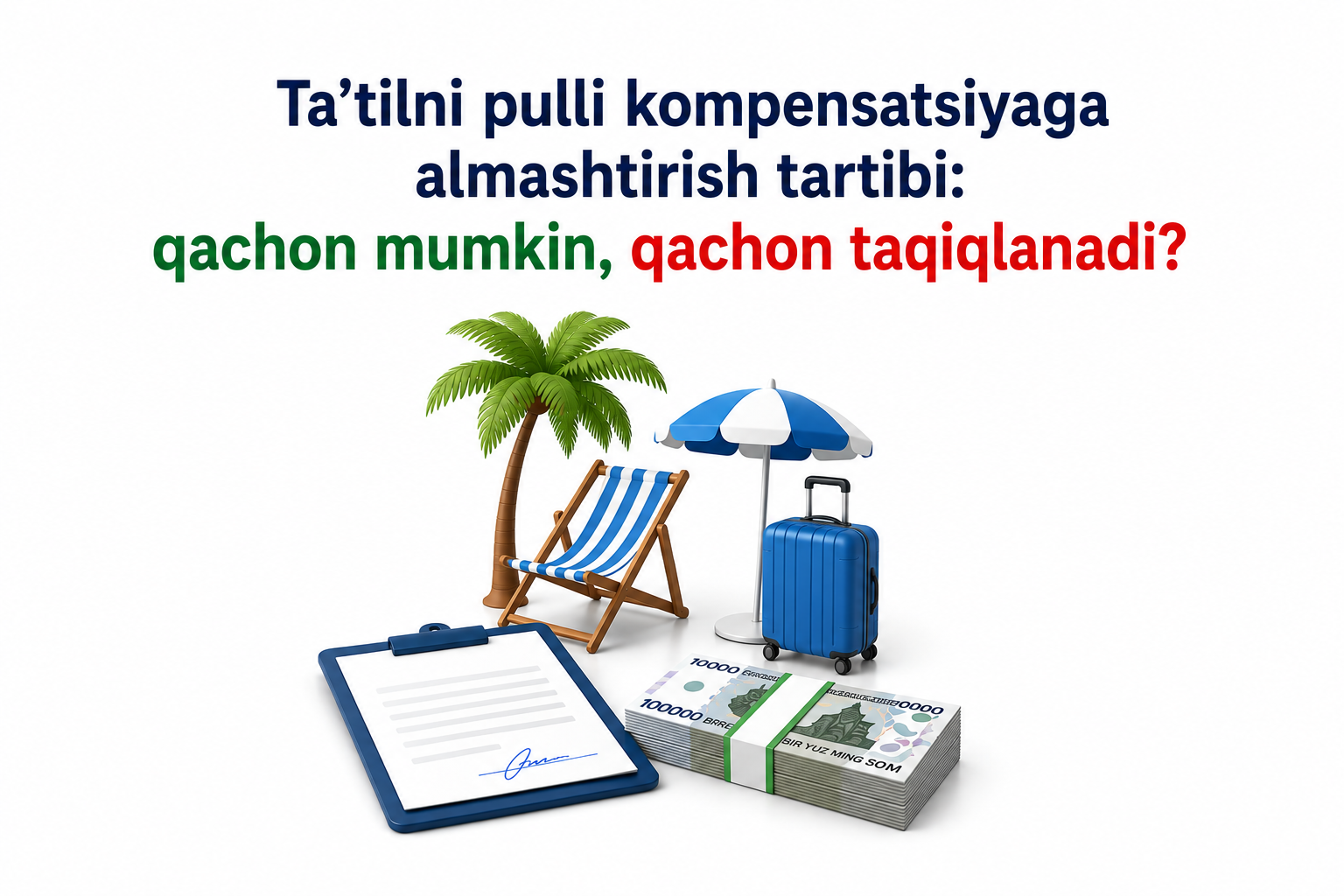 Ta’tilni pulli kompensatsiyaga almashtirish tartibi: qachon mumkin, qachon taqiqlanadi?